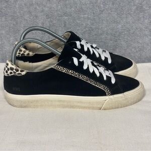 Madewell Sidewalk Low-Top Suede Sneakers in Spot Dot Calf Hair-Black-Women 8